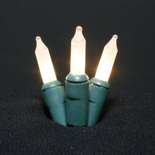 Load image into Gallery viewer, 50Lt Minilights 5" Spacing Green Cord Amber Bulbs 21' E/E Connector