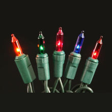 Load image into Gallery viewer, 50Lt Minilights 5&quot; Spacing Green Cord Amber Bulbs 21&#39; E/E Connector
