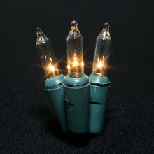 Load image into Gallery viewer, 50Lt Minilights 5&quot; Spacing Green Cord Amber Bulbs 21&#39; E/E Connector