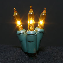 Load image into Gallery viewer, 50Lt Minilights 5&quot; Spacing Green Cord Amber Bulbs 21&#39; E/E Connector
